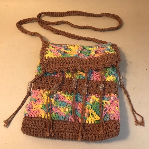 unbranded Handbags - Handmade Crochet Boho Purse Beaded Pastel boho